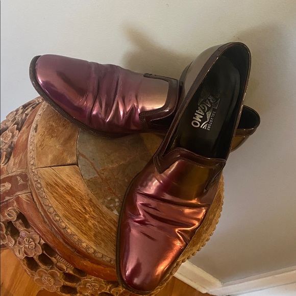 ❤️‍?SALVATORE FERRAGAMO 8 Brown Burgundy Ombre Leather Slip On Loafers❤️‍? main image 15